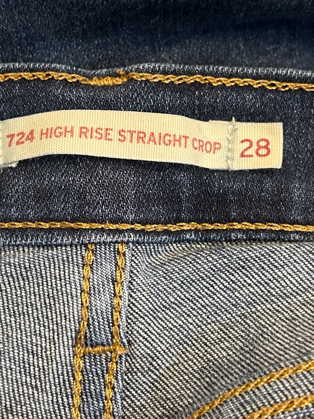 Levi's 724 High Rise Straight Crop Jeans in Dark Blue Wash Women 28 - Picture 7 of 9
